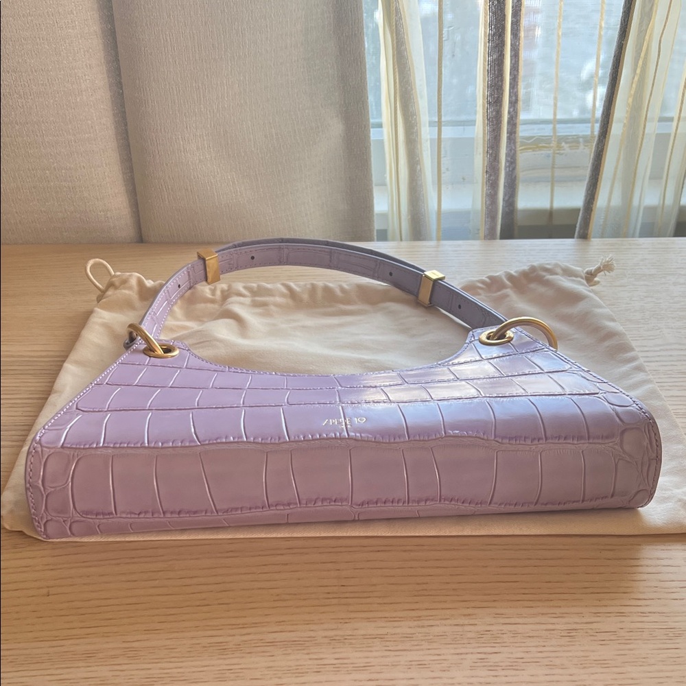 Apede Mod Lilac Croc-Embossed Shoulder Bag - Picture 4 of 7